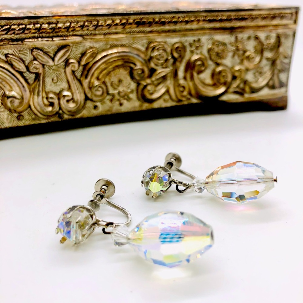 Vintage Aurora Borealis Deco Crystal Earrings 💎 💎
